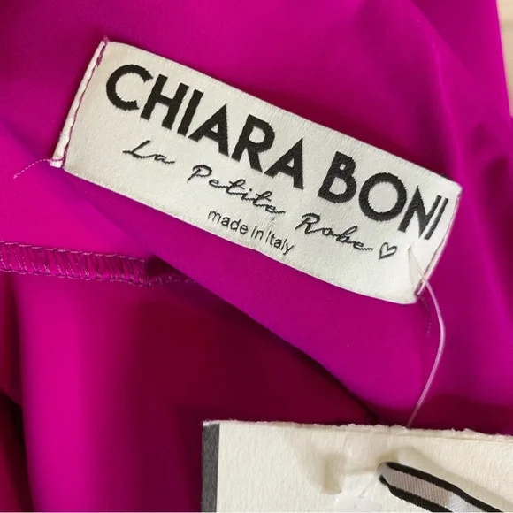 CHIARA BONI LA PETITE ROBE Sia One-Shoulder Ruffle Dress Magenta Pink Size 4 NWT - Picture 8 of 11
